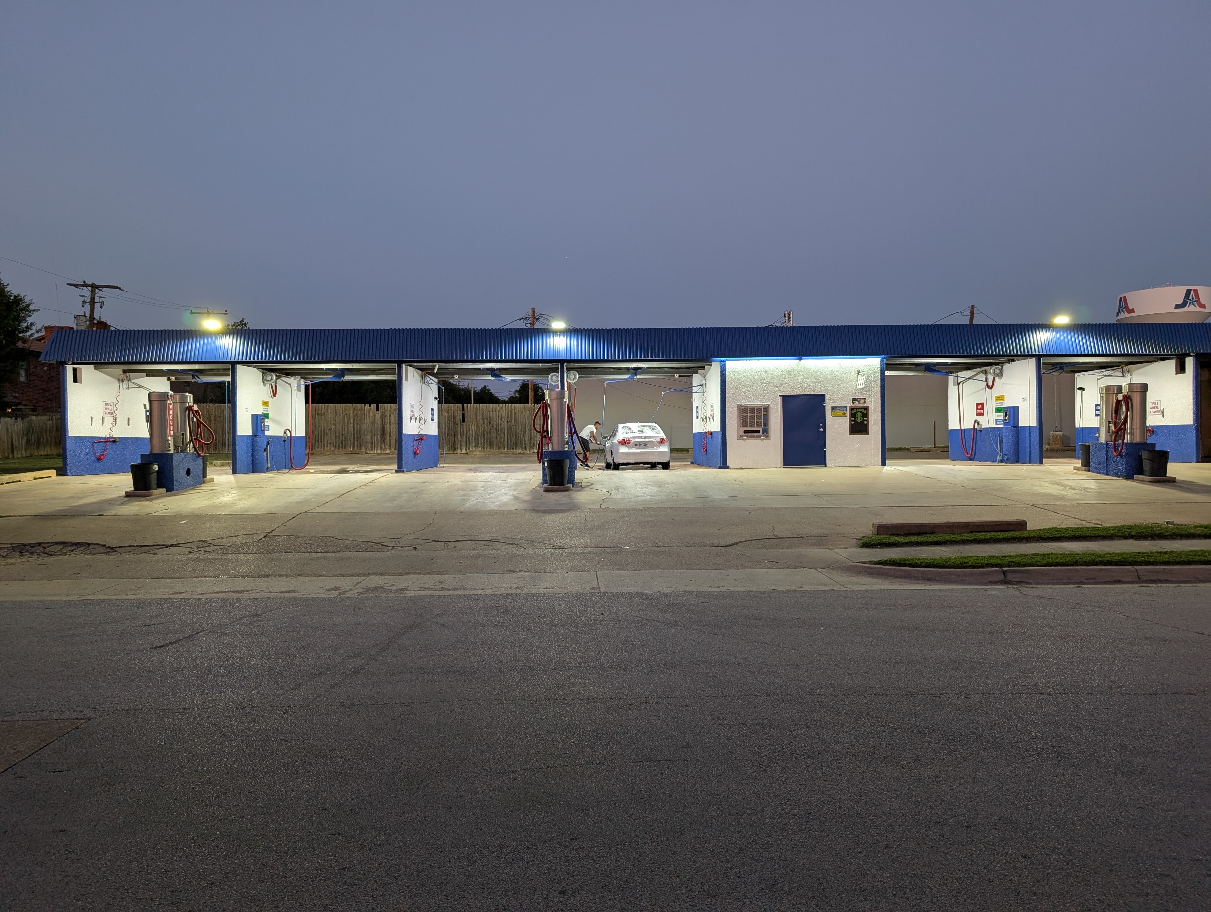 Spartan Suds car wash at night